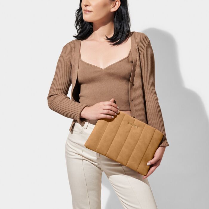 Katie Loxton Kayla Quilted Clutch - Tan